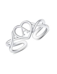 PRICES MAY VARY. Stylish Design: Our solid sterling silver cutout heart initial ring combines fashion and personalization in one exquisite piece. The intricate cutout heart design with the initial in the center adds a touch of charm and sophistication to any outfit. Premium Material: Crafted from high-quality solid sterling silver, this heart initial ring is hypoallergenic and safe for sensitive skin. The silver color enhances its elegance and durability, ensuring it will withstand the test of t Personalized White Heart Ring For Valentine's Day, Personalized Silver Heart Ring For Valentine's Day, Silver Heart Ring For Anniversary Mother's Day, Silver Heart Ring For Anniversary, Mother's Day, Personalized White Heart Ring In Sterling Silver, Personalized White Sterling Silver Heart Ring, Personalized White Gold Heart Ring For Mother's Day, Silver Rings With Name Engraving, Heart-shaped Rings For Valentine's Day Personalized Gift