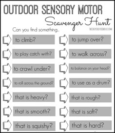 an outdoor sensory motor scavenger printable