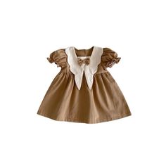 This 3t Girls Dress Is Perfect For Any Occasion. The Dress Features A Solid Beige Color And An A-Line Style With A Knee-Length Hem. The V-Neckline And Short Cap Sleeves Add A Touch Of Preppy Style, While The Button Closure Ensures A Secure Fit. Beige Summer Dresses With Bow, Spring Playtime Dress With Bow, Spring Dress-up Brown Dress, Brown Spring Dress For Dress-up Occasions, Brown Dress For Spring Dress-up Occasion, Cute Beige Short Sleeve Dress, Cute Brown Summer Dress, Cute Brown Spring Dress, Cute Beige Cotton Dress