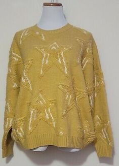 #Autumn #Fall #gift #clearance #sales #trend #like #amazing #followforfollowback #look #fashion #style #best #design #shopping #love #job Knit Sweater With Star Print Long Sleeve, Love Job, West New York, Sweater Autumn, Star Sweater, Yellow Sweater, Autumn Fall, Sweater Sizes, Tights