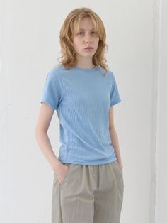 Composition : Poly 100%Country of Origin : Republic of Korea Light Blue Short Sleeve T-shirt For Summer, Trendy Washed Blue T-shirt For Summer, Washed Blue Relaxed Fit Short Sleeve Tops, Washed Blue Fitted Short Sleeve Top, Fitted Washed Blue Short Sleeve Top, Light Blue Stretch Short Sleeve Tops, Light Blue Short Sleeve Top With Relaxed Fit, Blue Crew Neck Short Sleeve Top For Summer, Casual Washed Blue Short Sleeve Tops