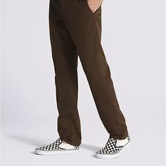 A Versatile Chino Pant That Delivers Style And Functionality, The Authentic Chino Slim Pant Lets You Stop Worrying About Your Gear And Focus On Your Skating. This Slim Fit Chino Pant Features Front Hand Pockets With Coin Pocket, Rear Welt Pockets With Button Closures, And Embroidered 'Drop V' Bartacks For Reinforcement With A Heritage Twist, Checkerboard Twill Taping On The Internal Fly Facing, And The Flag Label Sewn Into The Hem For Added Branding When Legs Are Cuffed. Casual Fitted Straight Work Pants, Tailored Casual Long Pants, Fitted Casual Work Pants, Tailored Full-length Casual Bottoms, Casual Tailored Full Length Bottoms, Casual Tailored Pants With Straight Leg, Casual Tailored Straight Leg Pants, Spring Business Casual Pants With Standard Cut Leg, Casual Straight Leg Tailored Pants