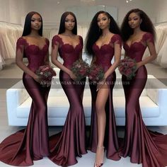 #bridesmaid #wedding party #africa #bride #bridesmaid dress Purple Made Of Honor Dress, Bridesmaids Dress Black Women, Wedding Bridesmaid Dresses Black Women, Traditional Wedding Gowns African, Mermaid Long Bridesmaid Dresses With Sleeves, Mauve Bridesmaid Dress Black Women, Red And Purple Bridesmaid Dresses, Wedding Color Ideas Black People, Tiv Traditional Wedding Attire