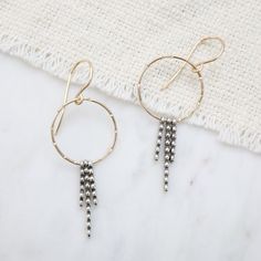 EAR-GF Two-Tone Ball Bar Earrings Everyday Brass Jewelry With Oxidized Finish, Everyday Oxidized Finish Dangle Earrings, Gold Minimalist Earrings With Oxidized Finish, Minimalist Oxidized Dangle Jewelry, Bar Earrings, Crafted Jewelry, Oxidized Sterling Silver, Precious Gemstones, Semi Precious Gemstones