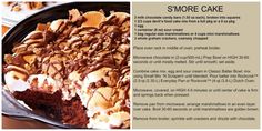 the recipe for s'more cake is shown here