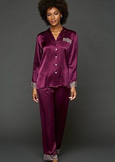 The Serendipity Silk Pajama Elegant Silk Sleepwear For Relaxation, Elegant Satin Finish Sleepwear For Bedtime, Elegant Satin Sleepwear For Pajama Party, Elegant Satin Sleepwear With Long Pants, Elegant Satin Long Pants Sleepwear, Elegant Silk Sleepwear With Relaxed Fit, Elegant Relaxed Fit Sleepwear, Silk Sleepwear For Pajama Party, Elegant Relax Fit Sleepwear For Pajama Party