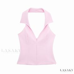 Lasaky - Stylish Backless Shirt with Halter Neckline - Collection for Women Shorts Rosa, Halter Shirt, Backless Shirt, Short Pollera, Straight Clothes, Short Shirt, High Street Fashion, Halter Tank Top, Halter Tank