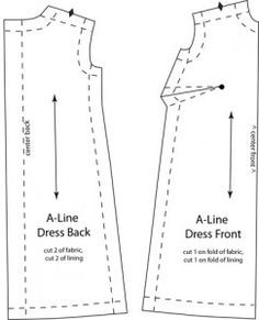 the front and back views of a dress pattern