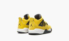 Yellow calf leather Jordan 4 low-top sneakers from JORDAN featuring signature Jumpman motif, contrasting panel detail, round toe, front lace-up fastening, logo-embroidered tongue, pull-tab at the heel, branded insole and rubber sole.  These styles are supplied by a premium sneaker marketplace.  Stocking only the most sought-after footwear, they source and curate some of the most hard to find sneakers from around the world. . Elyseen Jinwoo, 4 Baby, Mens Casual Dress Outfits, Jordan 4 Retro, Air Jordan 4, Air Jordan 4 Retro, Stadium Goods, Mens Casual Dress