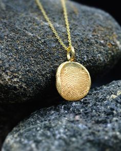 Engraved Fingerprint Necklace in solid 14k yellow gold by Matanai Jewelry. Memorial Fingerprint Necklace in solid yellow gold. Father memorial thumbprint necklace in 14k yellow gold. Memorial necklace. Memorial jewelry. Fingerprints jewelry. Thumbprint jewelry. Thumbprint Jewelry Memorial, Fingerprint Jewelry Memorial, Thumbprint Jewelry, Thumbprint Necklace, Father Memorial, Push Present, Fingerprint Necklace, Rustic Necklace, Fingerprint Jewelry