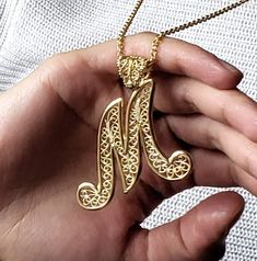 "💎 Finely Crafted Jewelry. Made by master goldsmiths in Istanbul in our workshop. ❤️ Enjoy 18k gold for Less!  What you see is gold, what touches your skin is 18k gold. 🚚 100% FREE DOMESTIC U.S. SHIPPING ✓ Big bold statement size letters ✓ Intricately detailed filigree filling in letters ✓ 30\" cable chain included with the pendant HOW TO ORDER Select your initial option and add item to your cart. 100% Customer satisfaction guaranteed! Hassle free returns or exchanges. Reach out if you have any special requests and we'll make it happen! Whether you're looking for a gift or are just feeling sentimental, this stunning initial pendant is custom made so there's no one else who will have it. OTHER INFORMATION ✓ All items are nicely packaged ready to gift in elegant jewelry boxes ✓ Easy to put Handmade Initial Pendant Necklace, Vintage Initial Necklace Gift, Vintage Initial Necklace As A Gift, Vintage Monogram Necklace As Gift, Vintage Jewelry Initial Pendant For Personalized Gift, Luxury Gold Plated Initial Pendant Jewelry, Vintage Monogram Necklaces With Initial Pendant, Vintage Monogram Necklace With Initial Pendant, Luxury Tarnish-resistant Initial Pendant Jewelry