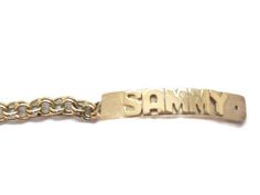 CHINO LINK 10K SOLID YELLOW GOLD BRACELET FOR BABY.(TEJIDO CHINO) WITH NAME(UP TO SIX LETTERS). BRACELET IS ABOUT 5 INCHES LONG OF 10K SOLID GOLD. WE HAVE BEEN IN THE JEWELRY BUSINESS FOR OVER 30 YEARS. WE DO CUSTOM WORK TO OUR CLIENTS WISHES. THIS EXQUISITE BRACELET IS MANUFACTURED BY US WITH A 100% SATISFACTION GUARANTEE OR YOUR MONEY BACK. IF ANY QUESTIONS FEEL FREE TO ASK. We will be glad to help. Custom Handmade Gold Jewelry, Handmade Adjustable Yellow Gold Name Bracelet, Adjustable 14k Gold Bracelet, Handmade 14k Yellow Gold Bracelet, 14k Gold Bracelet With Hallmarks, Yellow Gold Nameplate Bracelet With Name Detail, Yellow Gold Hallmarked Name Bracelet Gift, Yellow Gold Nameplate Bracelet For Anniversary, Gift Yellow Gold Hallmarked Name Bracelet