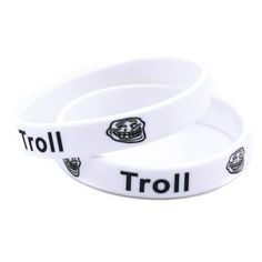 New ** Internet Troll ** Funny Novelty Bracelet. Soft Silicon, Strong, Durable, & Thick. Two Bracelets , Shipped! Adult One Size - 2mm Thick * * <<~~Follow Me! <3 "Internet Troll" In Internet Slang, A Troll (/Trol/, /Trl/) Is A Person Who Sows Discord On The Internet By Starting Arguments Or Upsetting People, By Posting Inflammatory, Extraneous, Or Off-Topic Messages In An Online Community (Such As A Newsgroup, Forum, Chat Room, Or Blog) With The Deliberate Intent Of Provoking Readers.... Novelty White Wristband As Gift, Novelty White Wristband For Friendship, White Novelty Wristband For Friendship, White Friendship Wristband, Trendy Adjustable White Wristband, Adjustable White Novelty Wristband, Internet Slang, Tri Color Ring, Betsey Johnson Bracelet