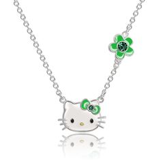 This ultra-cute Hello Kitty Birthstone Necklace will make a real statement when you wear it! A perfect blend of fun and fashion, this 18 inch chain is adorned with a sparkly birthstone that's sure to get some kitty-lovin' attention. With its adorable design, it's the purr-fect way to show off your unique style. Silver-flash plated brass 18" Chain Officially Licensed Hello Kitty Jewelry Includes complimentary Hello Kitty Gift Box Hello Kitty Gift Box, Hello Kitty Necklace, Hello Kitty Face, Birthstone Crystals, April Birthstone Necklace, Hello Kitty Gifts, Kitty Necklace, Birthstone Charm Necklace, Hello Kitty Jewelry