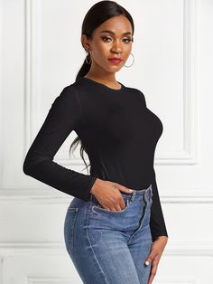 Features: Basic style Sheer: Opaque Stretch: Highly stretchy Material composition: 80% Polyester, 20% Spandex Care instructions: Machine wash cold. Tumble dry low. Model information: Regular size model-height 5'6.3", bust 35.1", waist 25.4", hip 41", size SProduct measurements:S: bust 30.4-34.3 in, waist 27.3-31 in, sleeve length 21.8 in, length 26.5 inM: bust 32-35.9 in, waist 28.9-33 in, sleeve length 22.2 in, length 27.3 inL: bust 33.5-37.4 in, waist 30.4-34 in, sleeve length 22.6 in, length Pullover Cardigan, Maxi Dress Formal, Sweaters And Leggings, Short Leggings, Denim Overalls, Sweaters Knitwear, Formal Evening Dresses, Midi Dress Bodycon, Basic Style