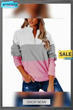 Women's Three Color Matching V-neck T-shirt Sweater Sweater Tshirt, Shirt Sweater, Three Color, Ladies Tops Fashion, Color Matching, Sweater Shirt, V Neck T Shirt, Shop Now, V Neck