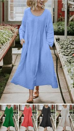 Order it, You will Love at Great Low Prices with this Cotton Linen Dress! Solid Color But Minimalist Style, Very Elegant. Casual Long Sleeve Ruffle Dress, Casual Long Sleeve Dress With Ruffles, Long Sleeve Dress For Vacation, Long Sleeve Summer Dresses With Pockets, Casual Long Sleeve Ruffled Dress For Spring, Casual Long Sleeve Ruffled Dress For Summer, Casual Long Sleeve Dress With Ruffles For Summer, Casual Long Sleeve Summer Dress With Ruffles, Long Sleeve Midi Dress With Pockets For Vacation