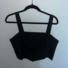 Never Worn! Too Big For Me Now Elegant Cropped Black Tank Top, Elegant Black Cropped Tank Top, Chic Black Cropped Tank Top, Elegant Black Cropped Top, Elegant Cropped Black Top, Elegant Black Crop Top, Black Cropped Tank Top For Night Out, Chic Black Cropped Crop Top, Chic Black Crop Top For Date Night