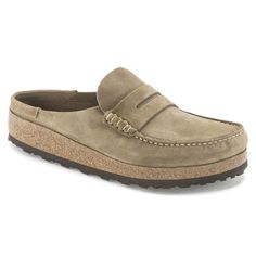 Naples Suede Leather Taupe | BIRKENSTOCK Birkenstock Styles, Birkenstock Style, Birkenstock Men, Mens Clogs, Moccasins Style, Clogs Style, Suede Leather Shoes, Suede Mules, Zermatt