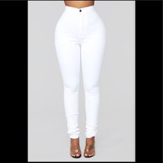 Super High Waist White Pant Nwt High Waist White Stretch Jeans, White Non-stretch High Waist Bottoms, Non-stretch High Waist White Bottoms, White High-waist Non-stretch Bottoms, White Non-stretch Mid-rise Bottoms, White Non-stretch High Rise Jeans, White Non-stretch High-rise Jeans, White Stretch High Rise Pants, Chic White Non-stretch Jeans