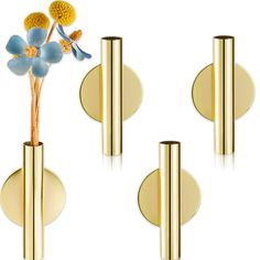 PRICES MAY VARY. Proper size: each wall mounted flower tube measures approx. 10.8 x 6 x 2 cm/ 4.25 x 2.36 x 0.78 inch, the double-sided adhesive tape is about 11 cm/ 4.33 inch, appropriate size makes it easier for you to install Package contents: you will get 3 pieces of wall metal vase decoration holders, 1 roll of adhesive tape, which are sufficient to meet your decoration demands, you can also share some of them with your friends or families Durable to use: our wall mounted flower tubes are m Wall Mounted Flower, Wall Flower Vases, Dried Flower Vase, Elevated Homes, Vase Decoration, Gold Wall Decor, Hanging Vases, Flower Vases Decoration, Double Sided Adhesive Tape