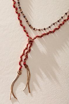 Forever cool and classic, this totally timeless necklace is featured in a layered, bolo-inspired silhouette with metal, textile, and beading throughout for a colorful, dimensional finishing touch. | Ring Of Fire Bolo Necklace by Free People in Gold Free People Rings, Timeless Necklace, Bolo Necklace, Ring Of Fire, Red Gold, Beading, Free People, Beads, Ring