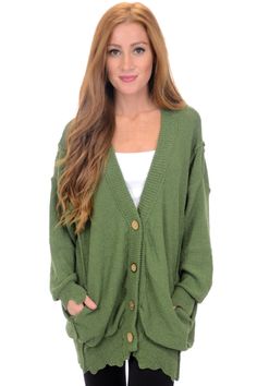 Emerson Boxy Cardigan, Green :: NEW ARRIVALS :: The Blue Door Boutique Trendy Oversized Cardigan With Button Closure, Trendy Oversized Button-up Sweater, Cozy Button-up Sweater For Loungewear, Trendy Oversized Buttoned Cardigan, Trendy Oversized Cardigan With Buttons, Soft Knit Button-up Cardigan For Fall, Oversized Soft Knit Button-up Cardigan, Winter Loungewear Button-up Cardigan, Fall Loungewear Sweater With Buttons