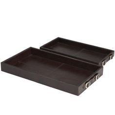 two brown trays sitting on top of each other