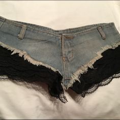 Brand New Jean & Lace Shorts Size Medium. These Shorts Are Brand New With Out The Tags. The Front Button Hole Will Need To Be Cut Open To Use It. Blue Cotton Bottoms For Night Out, Lace Jean Shorts, New Jean, Button Hole, Lace Shorts, Jean Shorts, Color Blue, Size Medium, Womens Shorts