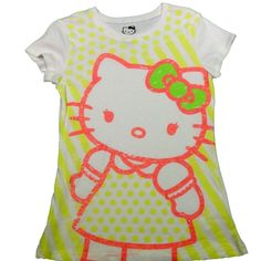 Get Ready To Add Some Cuteness To Your Little One's Wardrobe With This Adorable Hello Kitty T-Shirt. Available In Multiple Sizes Including Large And X-Large, This Shirt Is Perfect For Girls Who Love Glitter Accents. The Shirt Features The Iconic Hello Kitty Character Family And Is In A Crisp White Color That Will Go With Any Outfit. Made With High-Quality Materials, It Is Durable And Will Last For Many Wears. Perfect For Casual Outings Or Playdates, This Tee Is New And A Must-Have For Any Hello Fitted Hello Kitty Print Cute T-shirt, Fitted Cute Hello Kitty T-shirt, Cute Fitted Hello Kitty T-shirt, Fitted Cute T-shirt With Hello Kitty Print, Fitted Cotton T-shirt With Hello Kitty, Multicolor Short Sleeve T-shirt With Hello Kitty Print, Fitted Short Sleeve T-shirt With Hello Kitty Print, Playful White Hello Kitty T-shirt, Scene Clothes