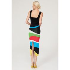 Multicolored knit (65% Viscose, 35% Nylon). Pencil. Pull on. 34" from waist to hemline. Imported. Multicolor Fitted Midi Pencil Skirt, Fitted Multicolor Midi Pencil Skirt, Multicolor Fitted Midi Skirt, Fitted Multicolor Long Skirt, Multicolor Stretch Pencil Skirt, Fitted Multicolor Color Block Bottoms, Fitted Staud Bottoms For Spring, Chic Multicolor Stretch Skirt, Trendy Fitted Multicolor Skirt