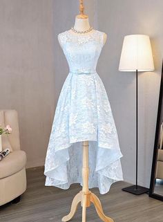 Lovely Light Blue High Low Party Dress . Cute Formal Dress Light Blue Homecoming Dresses, Homecoming Dresses High Low, Elegant Homecoming Dresses, High Low Party Dresses, डिजाइनर कपड़े, Sweetheart Homecoming Dress, Cute Formal Dresses, Light Blue Prom Dress, Halter Prom Dresses