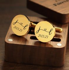 "Metal cufflinks with a diameter of 20 mm, square walnut gift box (1.5 × 1.5 × 1 inch). Add your personalization  Please select the cufflinks and box and write the information you need to customize: for example - Cufflinks (A) J N  - Box Engraving (Style 1) M Monica - You can also choose a different design for both cufflinks, for example - Cufflinks A+B I will send you a mock-up via Etsy Inbox - you can modify it until you are satisfied  The design is customizable! If you would like to use your Cuff Links For Groom From Bride, Customizable Cufflinks For Father's Day Gift, Customizable Cufflinks As A Father's Day Gift, Engravable Cufflinks For Wedding Gift On Father's Day, Classic Wedding Cufflinks With Gift Box, Engraved Cufflinks For Wedding Gift On Father's Day, Wedding Cufflinks With Gift Box For Father's Day, Engraved Cufflinks For Father's Day Gift, Father's Day Wedding Gift Cufflinks With Engraving Option