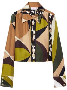 PUCCI Pesci-print Silk Shirt - Farfetch Art Outfits, Printed Silk Shirt, Versace Outfit, Yoko London, Dolce E Gabbana, Emilio Pucci, Colourful Outfits, Silk Shirt, Nike Air Jordan