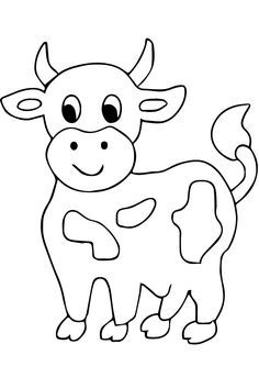 a black and white drawing of a cow