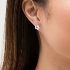 Add sparkle to any look with these magnificent 3 ct. t.w. round lab-created diamond solitaire stud earrings. Crafted in 14K white gold Each classic earring showcases a 1-1/2 ct. certified lab-created diamond solitaire boasting a color rank of F and clarity of Si2. Exceptional with 3 cts. t.w. of lab-created diamonds Includes certification card These post earrings secure comfortably with screw backs. Classic Hypoallergenic Round Cut Jewelry, Classic Hypoallergenic Diamond White Diamond Earrings, Classic Hypoallergenic Diamond Earrings For Formal Occasions, Hypoallergenic Round Cut Diamond Earrings, Classic Hypoallergenic Diamond Earrings, Hypoallergenic Diamond Earrings, Elegant Round Lab Grown Diamond Earrings, Modern Round Cut Cubic Zirconia Earrings, Modern Cubic Zirconia Round Cut Earrings