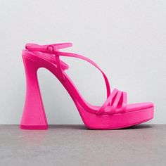 New With Tags, Never Worn Trendy Pink Strappy Sandals, Pink Strappy Heels For Summer, Summer Platform Sandals For Party, Summer Pink Sandals With Wrapped Heel, Pink Strappy Sandals For Spring, Summer Party Platform Sandals, Summer Party Sandals With Heel Strap, Spring Platform Strappy Sandals, Spring Strappy Platform Sandals