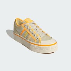 Adidas Women's Yellow Orange Nizza Platform Fashion Sneakers Size 6.5 Us Gx4607 Adidas Platform Sneakers, Adidas Nizza Platform, Adidas Sleek, Adidas Nizza, Adidas Slip, Magic Clothes, Adidas Og, Adidas Continental 80, Adidas Originals Shoes