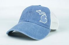 Carhartt Hat, Hat Fits, State Of Michigan, Embroidered Hats, Hats For Sale, Panel Siding, Trucker Hat, Michigan, Baseball Hats