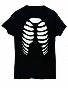 a black t - shirt with white ribs on the front and chest, against a white background