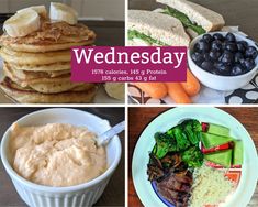 a collage of photos with different foods and the words wednesday on it