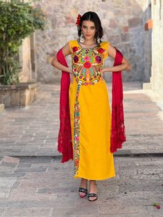 Fitted Folk Dresses For Festive Season, Multicolor Dresses For Fiesta Festivals, Fitted Folk Style Festive Dress, Sleeveless Embroidered Dresses For Navratri, Multicolor Dresses For Fiesta And Festivals, Fitted Festive Folk Dresses, Sleeveless Embroidered Navratri Dress, Multicolor Fiesta Dresses For Festivals, Fitted Yellow Dresses For Festivals