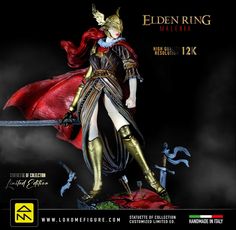 Discover Malenia's stunning premium collectible statue, Blade of Miquella, a must-have for any Elden Ring fan. This exclusive statue is made with advanced ABS TECH technology with high toughness and 12K resolution, ensuring exceptional quality and unparalleled impact resistance. The incredibly detailed coloring captures every aspect of the iconic Elden Ring character, making it a faithful and fascinating representation. Every detail, from the finely sculpted armor to the evocative battle effects, is crafted with meticulous precision to deliver a breathtaking viewing experience. Perfect for Elden Ring collectors and enthusiasts, this Malenia statue is ideal for enriching any collection of Elden Ring collectibles. Whether for a special gift or a precious addition to your collection, this sta Elden Ring Character, Blade Of Miquella, Character Making, Elden Ring, Custom Action Figures, Video Game Characters, Art And Technology, Conversation Piece, Game Character