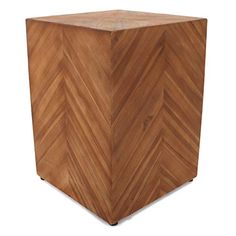 a wooden cube shaped object on a white background