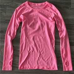 Like New Lululemon Run Swiftly Tech Long Sleeve Pink Size 4 Condition: Like New - Excellent (Worn Only Once. No Signs Of Wear. No Snags, No Stains, No Pilling - Looks Brand New!) Color: Pink Size: 4 Pink Sporty Activewear With Thumbholes, Pink Long Sleeve Training Tops, Pink Workout Tops With Thumbholes, Pink Long Sleeve Activewear For Light Exercise, Pink Long Sleeve Activewear For Workout, Pink Long Sleeve Training Activewear, Pink Long Sleeve Activewear For Training, Pink Activewear With Thumbholes For Sports, Pink Athletic Fit Tops For Running