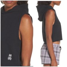 With A Cropped Hem And Easy Shape, This Sleeveless Cotton-Jersey Hoodie Will Lock Down Your Athleisure Style. - Attached Hood - Sleeveless - Knit Construction - Imported Fiber Content 57% Cotton, 38% Polyester, 5% Spandex Care Machine Wash Casual Sleeveless Cotton Activewear, Casual Cotton Tank Activewear, Sporty Sleeveless Top For Loungewear, Trendy Sleeveless Gym Tops, Hooded Cotton Workout Top, Cotton Hooded Workout Top, Casual Hooded Tank Top For Sports, Sleeveless Cotton Activewear For Loungewear, Casual Black Tank Top