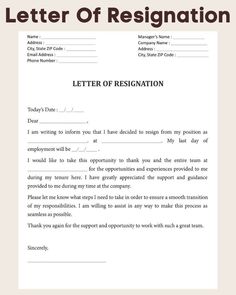 a letter of resignation is shown with the words,'let it be designated '