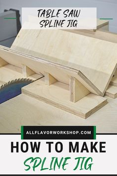 a table saw sitting on top of a wooden box with the words how to make spline jig