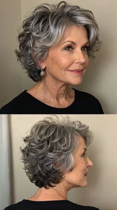 Short Hairstyles for Women Over 60 Curly Short Haircut, Haircut Short Hairstyles, Curling Fine Hair, Hair Layered, Grey Curly Hair, Lasting Curls, Hairstyles For Women Over 60, Layered Haircuts For Medium Hair