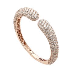 Approx. 18.50cts round Diamonds The bangle is set in 18K Rose Gold Luxury Round Bangle With Pave Setting, Luxury Gold Bangle Bracelet With Brilliant Cut, Formal Diamond Bangle Bracelet, Luxury Bangle Bracelet With Pave Setting, Luxury Round Bangle For Formal Occasions, Fine Jewelry Rose Gold Bangle With Brilliant Cut, Formal Cuff Bracelet With Brilliant Cut, Rose Gold Brilliant Cut Bangle In Fine Jewelry Style, Formal Fine Jewelry Cuff Bracelet